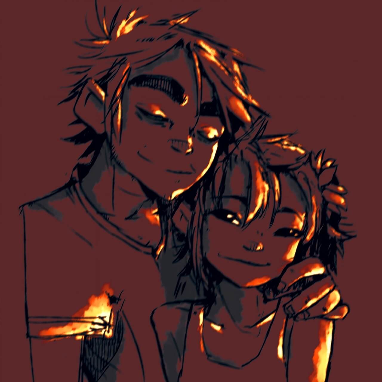 gorillaz нудл и 2d фанарт
